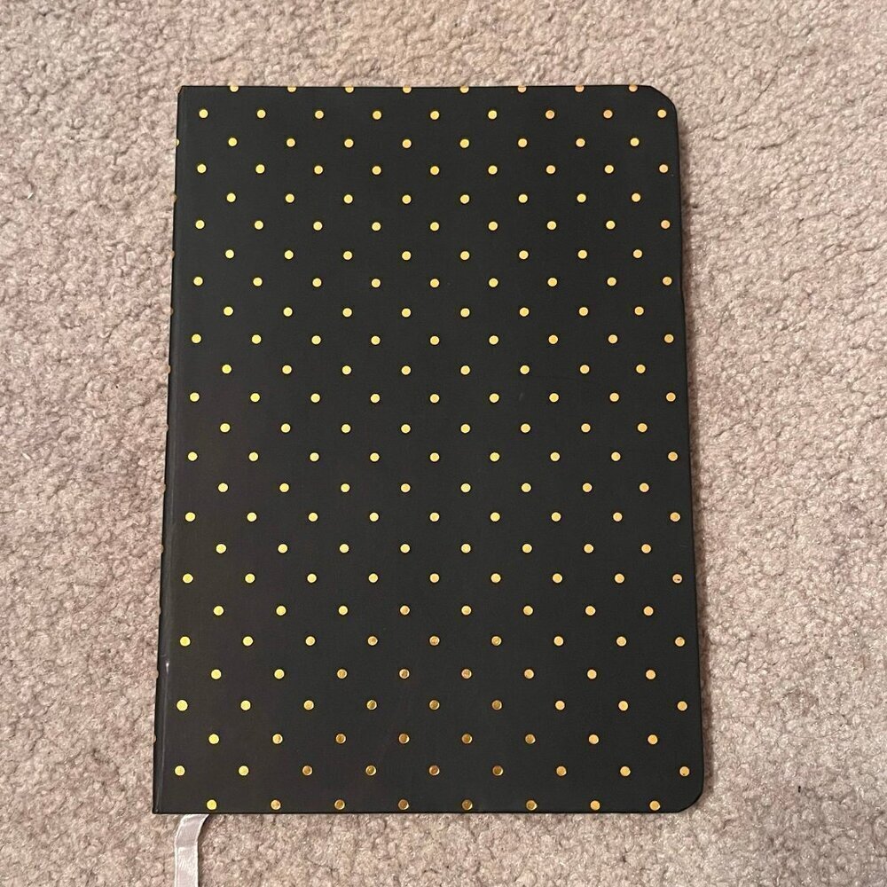 Chic Black & Gold Polka Dot Hardcover Writing Journal - Lined w/ Bookmark Ribbon - Picture 1 of 10